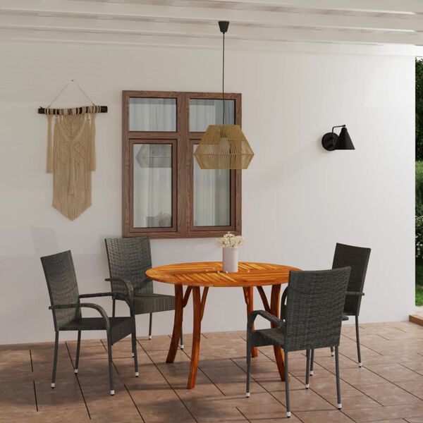 vidaXL 5 Piece Garden Dining Set Grey