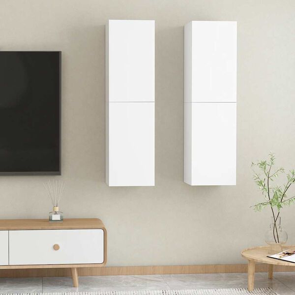 vidaXL TV Cabinets 2 pcs White 30.5x30x110 cm Engineered Wood