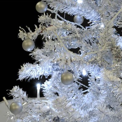 vidaXL Snowing Christmas Tree with Umbrella Base White 170 cm