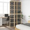 vidaXL Room Divider 3 Panels Brown and Black Solid Wood Paulownia
