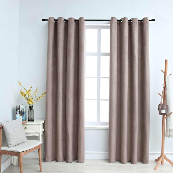 vidaXL Blackout Curtains with Metal Rings 2 pcs Taupe 140x175 cm