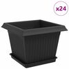 vidaXL Plant Pots 24 pcs Black 23 x 23 x 17.5 cm Plastic