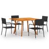 vidaXL 5 Piece Garden Dining Set Black