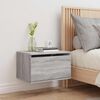 vidaXL Wall-mounted Bedside Cabinet with LED Lights Grey Sonoma