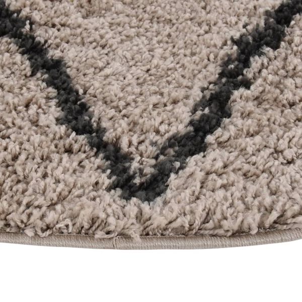 vidaXL Shaggy Rug High Pile Beige and Anthracite &phi;120 cm