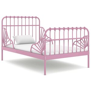 vidaXL Extendable Bed Frame without Mattress Pink Metal 80x130/200 cm