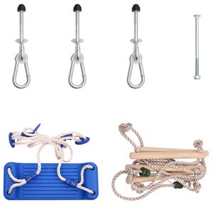 vidaXL Swing Seat with Rope Ladder and Climbing Stones Blue PE