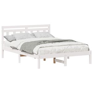 vidaXL Bed Frame White 120 x 190 cm Solid Pine Wood
