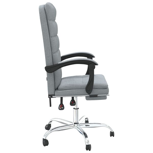 vidaXL Reclining Office Chair Light Grey Fabric