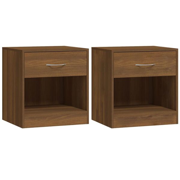 vidaXL Bedside Cabinets 2 pcs with Drawer Brown Oak
