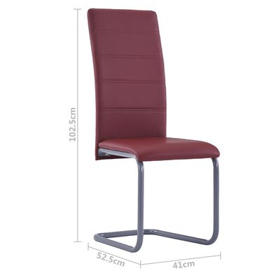 vidaXL Cantilever Dining Chairs 2 pcs Red Faux Leather