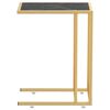 vidaXL Computer Side Table Black Marble 50x35x65 cm Tempered Glass