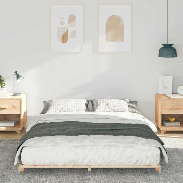vidaXL Floor Bed Frame Brown 150 x 200 cm Solid pine wood