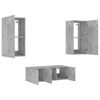 vidaXL 4 Piece TV Wall Units with LED Concrete Grey Engineered Wood