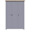 vidaXL 3-Door Wardrobe Grey 118x50x171.5 cm Pine Panama Range