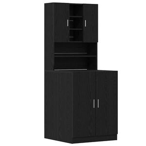 vidaXL Washing Machine Cabinet 2 pcs Black Oak 70.5 x 71.5 x 181.5 cm