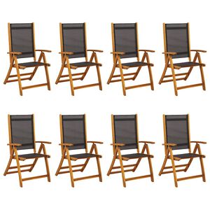 vidaXL Folding Garden Chairs 8 pcs Solid Wood Acacia and Textilene