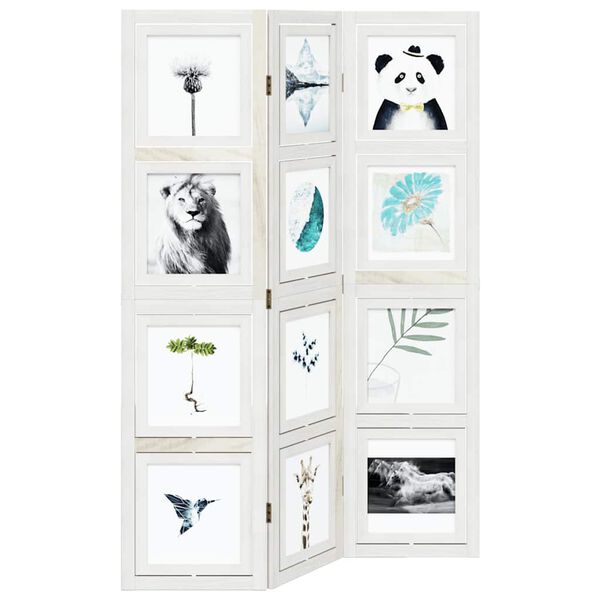 vidaXL Room Divider 3 Panels White Solid Wood Paulownia