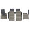 vidaXL Garden Dining Set with Cushion 7 pcs Grey Poly Rattan