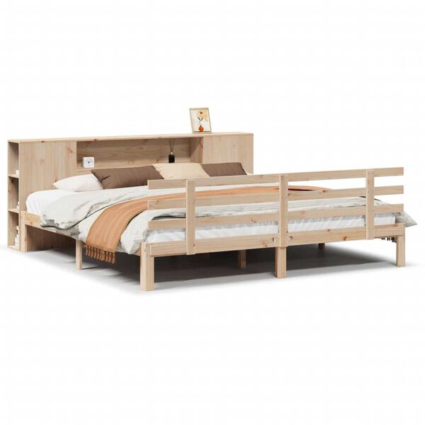 vidaXL Bookcase Bed without Mattress 180x200 cm Super King Solid Wood Pine