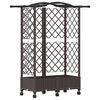 vidaXL Raised Bed with Trellis and Roof Brown 124 x 40 x 129 cm PP