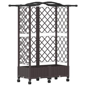 vidaXL Raised Bed with Trellis and Roof Brown 124 x 40 x 129 cm PP