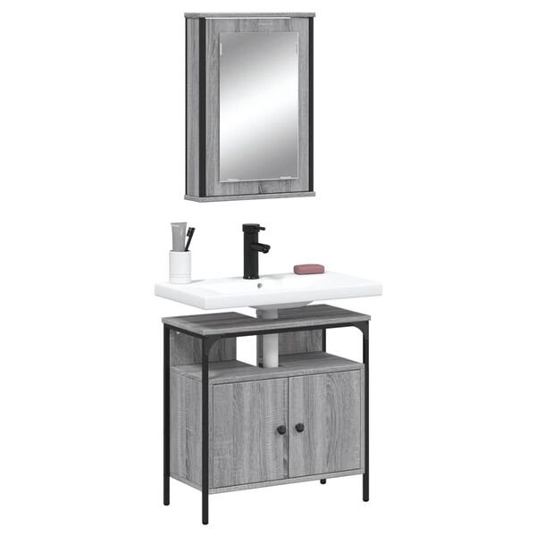 vidaXL 2 Piece Bathroom Furniture Set Grey Sonoma Engineered Wood