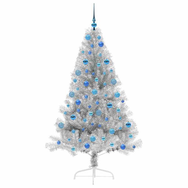 vidaXL Artificial Pre-lit Christmas Tree Silver 180 cm PET