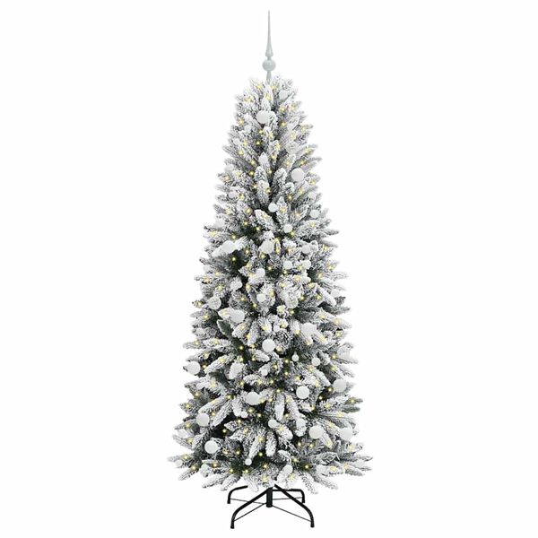vidaXL Artificial Christmas Tree with 300 LEDs with Stand White 180 cm