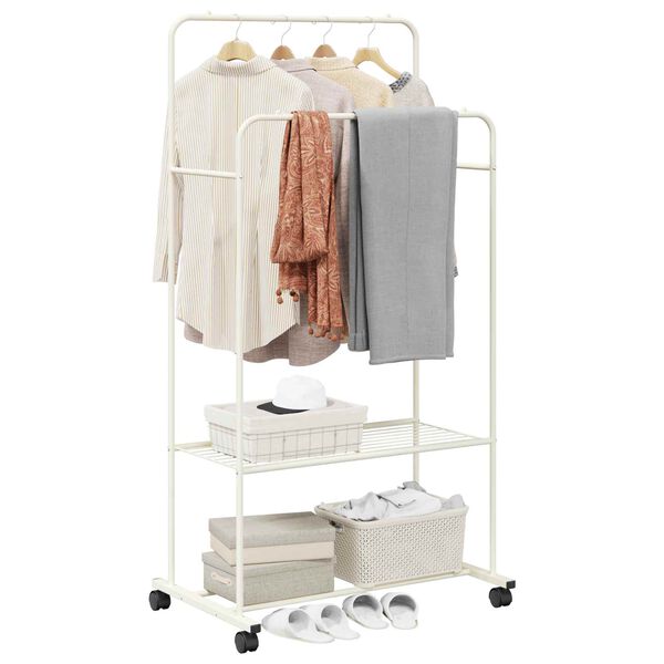 vidaXL Clothes Rack with Shelf with Wheel White 80 x 53 x 156 cm