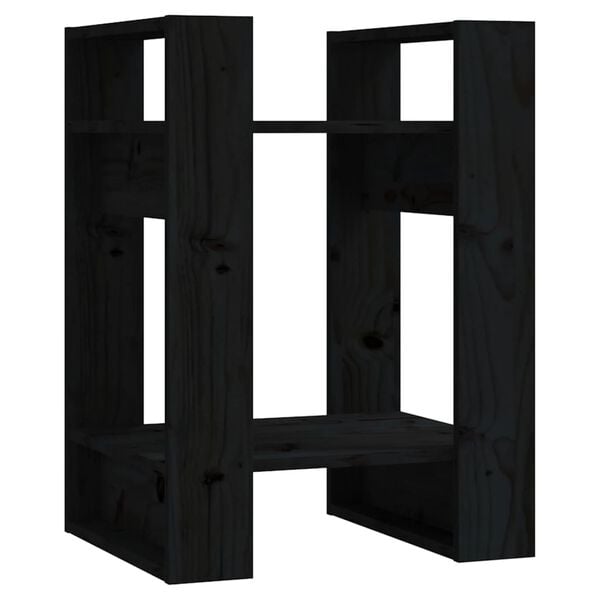 vidaXL Book Cabinet/Room Divider Black 41x35x57 cm Solid Wood Pine