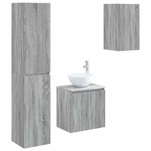 vidaXL Bathroom Furniture Set 3 pcs Grey Sonoma 33 x 34.5 x 160 cm