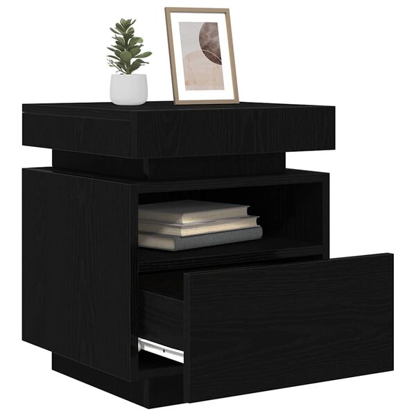 vidaXL Bedside Cabinet Black Oak 40 x 39 x 48.5 cm Engineered wood