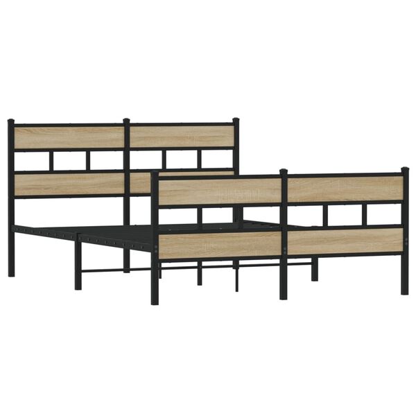 vidaXL Metal Bed Frame without Mattress Sonoma Oak 160x200 cm