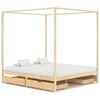 vidaXL Canopy Bed Frame without Mattress Solid Pine Wood 160x200 cm