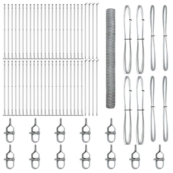 vidaXL Fence Post Silver 100 x 1.6 m (50 mm mesh) Steel