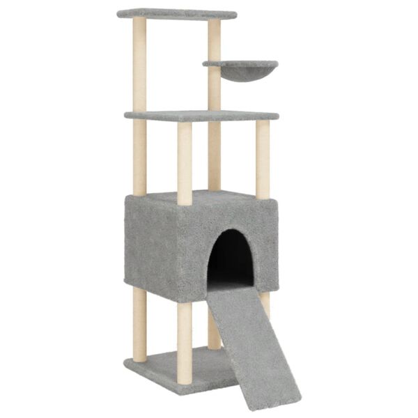 vidaXL Cat Tree with Sisal Scratching Posts Light Grey 153 cm