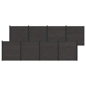vidaXL Fence Panel 8 pcs WPC and Aluminium Black
