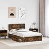 vidaXL Storage Bed with Drawer Smoked Oak 120 x 200 cm Engineered Wood