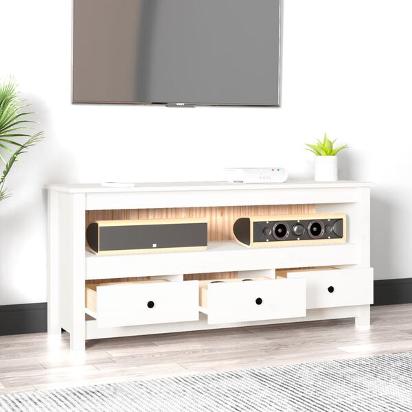 vidaXL TV Cabinet White 114x35x52 cm Solid Wood Pine