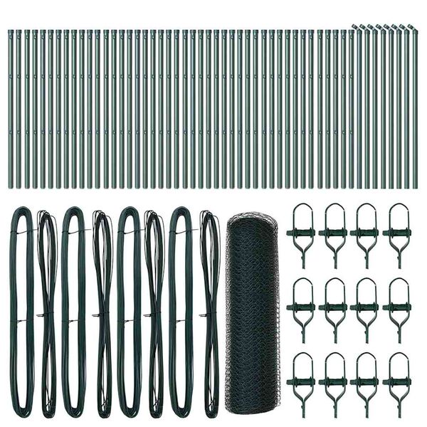 vidaXL Fence Post Green 100 x 0.4 m (25 mm mesh) Steel and PVC