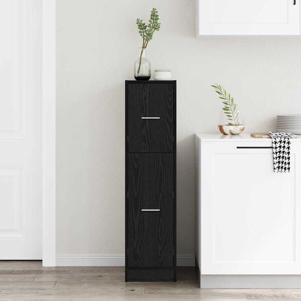 vidaXL Apothecary Cabinet Black oak 30 x 41 x 118 cm Engineered wood