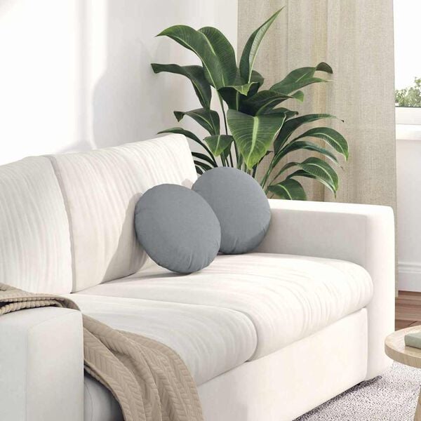 vidaXL Seat Cushions 2 pcs Light Grey &Oslash;30 x 13 cm Fabric