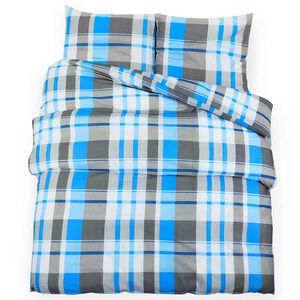 vidaXL Duvet Cover Set Blue and Grey 200x220 cm Cotton