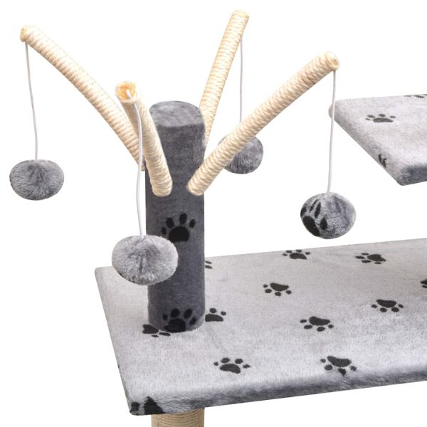 vidaXL Cat Tree with Sisal Scratching Posts 125 cm Paw Prints Grey