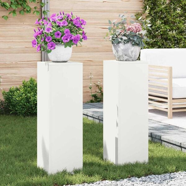 vidaXL Plant Stand 2 pcs White 24 x 24 x 75 cm Steel
