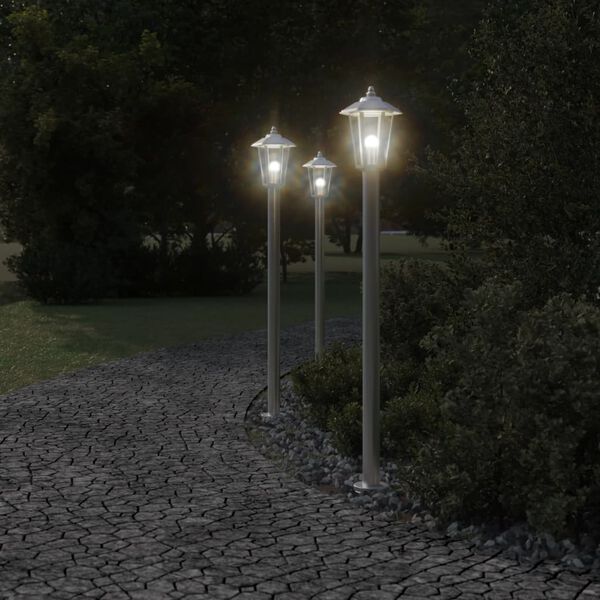 vidaXL Outdoor Floor Lamps 3pcs Silver 120 cm Stainless Steel