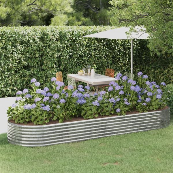 vidaXL Garden Raised Bed Galvanised Steel 322x100x36 cm Silver