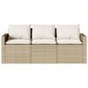 vidaXL Garden Sofa with Cushions 3-Seater Beige Poly Rattan