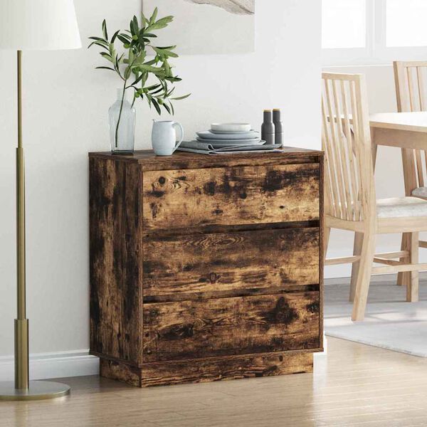 vidaXL Bedside Cabinet Smoked Oak 71 x 34.5 x 75 cm Engineered wood